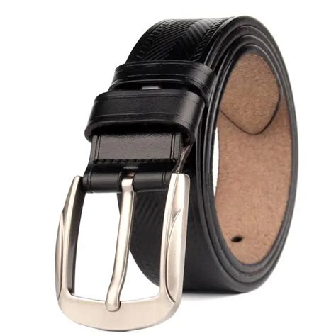 Cowskin Leather Waist Belts For Men Jeans T Shirt Pin Buckle Metal