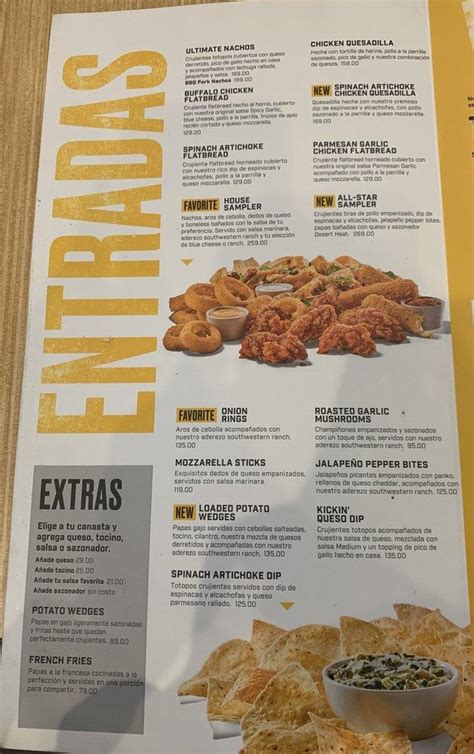 Carta Del Pub Y Bar Buffalo Wild Wings Mexicali