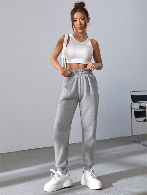 Shein Ezwear Solid Elastic Waist Sweatpants Shein Eur