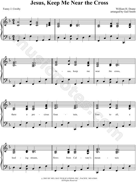 William H Doane Jesus Keep Me Near The Cross Sheet Music Easy Piano In F Major Download