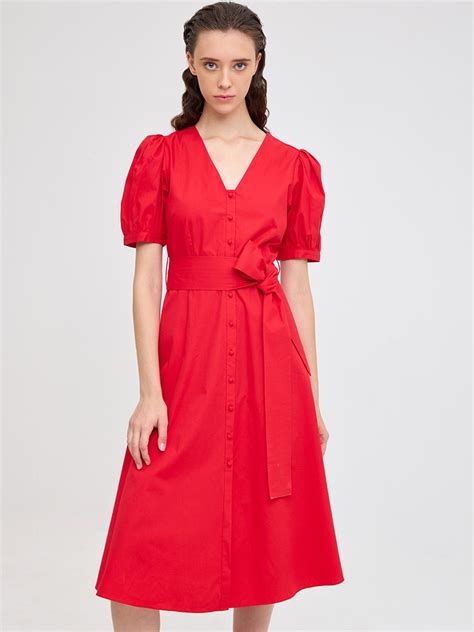 Red Tiered Midi Dress