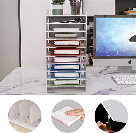 Natwind 10 Tier Office Stackable Paper Organizer White Pvc Desktop