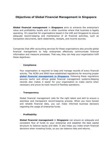 objectives  global financial management  singapore  smartunionsg