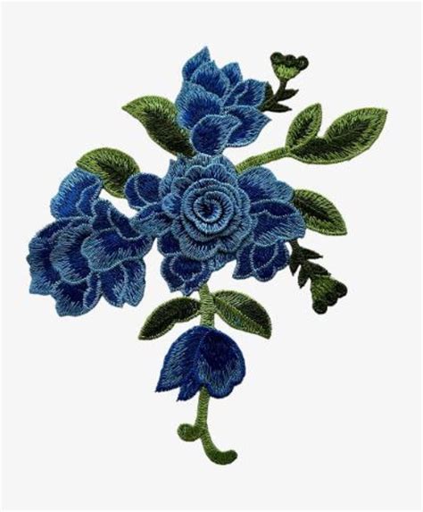 Large 3d Embroidered Blue Flower Applique Sew On Applique Blue Lace Flowers Etsy