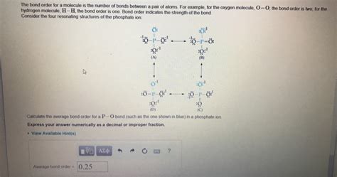 Solved The Bond Ordet For A Molecule Is The Number Of Bonds Chegg