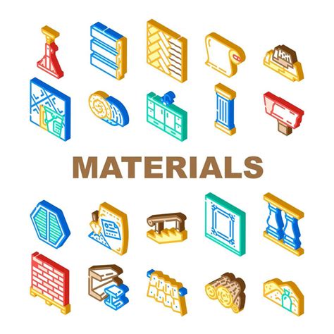 Building Materials And Supplies Icons Set Vector Vector Art At