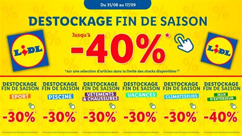 LIDL DÉSTOCKAGE FIN DE SAISON Arrivage du 31 août 2023 au 17