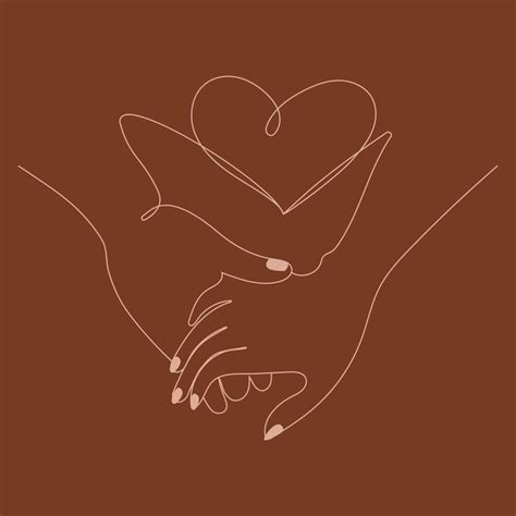 Couple Holding Hands Together With Heartone Line Design Vector