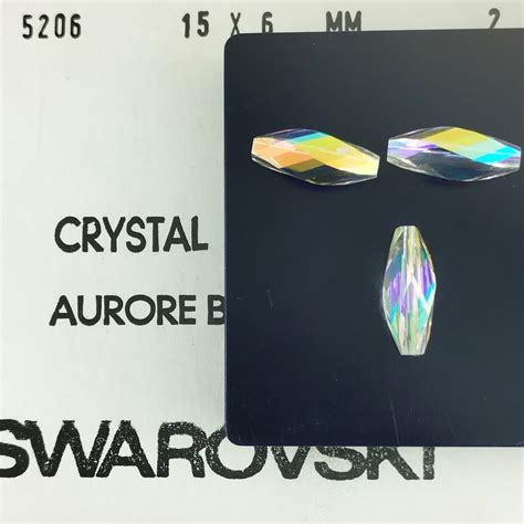 5206 Long Twisted Vintage Swarovski Crystal Bead Crystal Aurora Borealis 15x6 Mm