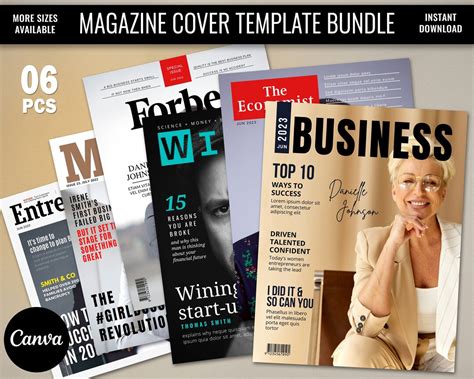 Business Magazine Cover Template Bundle 6 Magazine Cover Fully