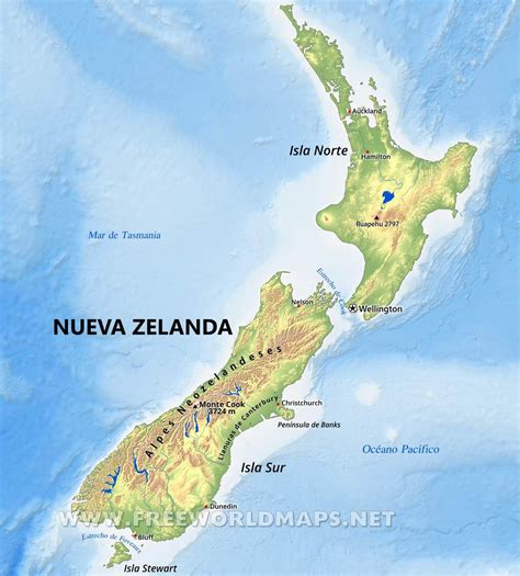 Mapa Politico De Nueva Zelanda