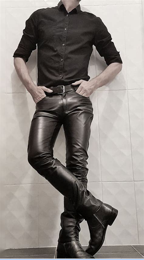 Shinyhide Photo In 2024 Mens Leather Clothing Leather Jeans Tight Jeans Men