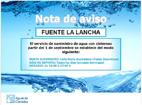 Nuevo Horario De Suministro De Agua En Cisterna Ayuntamiento De