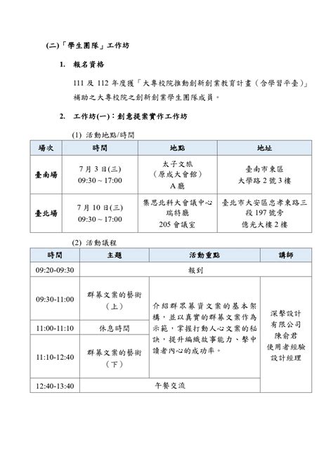 【創新育成中心】轉知｜113年度大專校院推動創新創業教育計畫—創新創業精準提案實戰工作坊