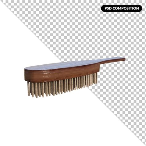 Cepillo Con Mango De Madera Aislado Renderizado 3d Archivo PSD Premium