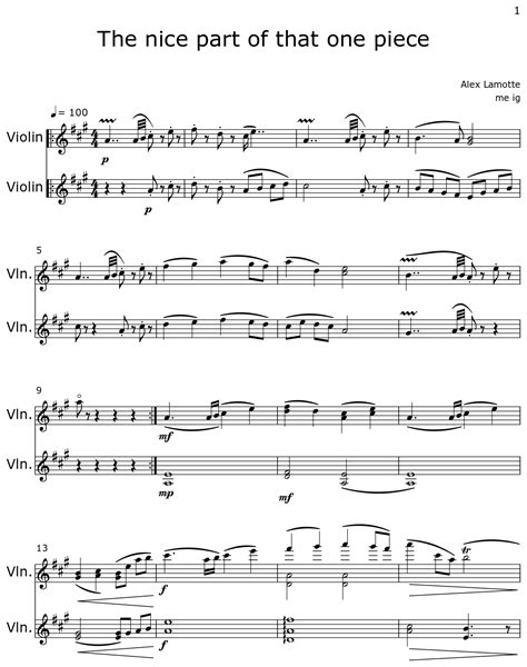 The Nice Part Of That One Piece Sheet Music For Violin