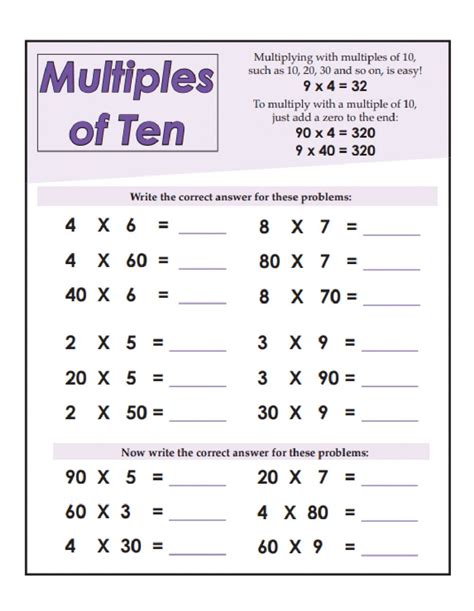 Multiples Of 10 Worksheets Printable Worksheets