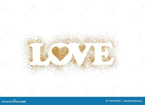 Palavra Amor Em Glitter Dourado Isolado Em Branco Ilustração Stock