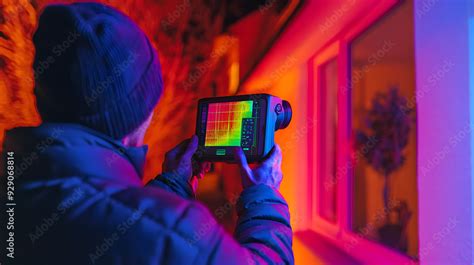 Thermal Imaging Camera In Use By Home Inspector Revealing Hidden Wall