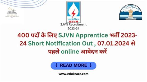 Sjvn Apprentice Recruitment 2023 24 Notification Out For 400 Posts