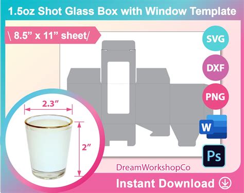 1 5oz Shot Glass T Box Template Window Box Sublimation Etsy