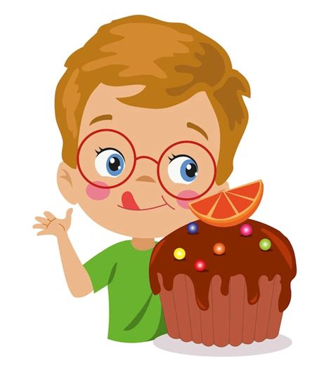 Kid Eating Cake Clipart