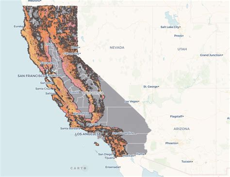 Wildfire Risk Zones Throughout California Information Visualization