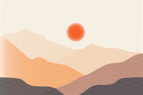 Mountain Waves Background Vector Minimal Mountain Landscape With A