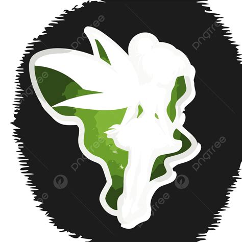 Stiker Peri Hijau Dengan Latar Belakang Hitam Vektor Desain Stiker Dengan Tinkerbell Siluet