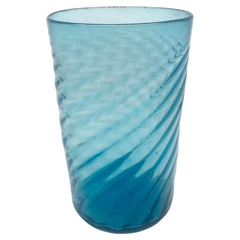 Art Deco Swirl Hand Blown Glass Vase