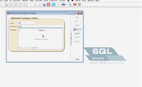 Maintain Stock Category Template Estream Software