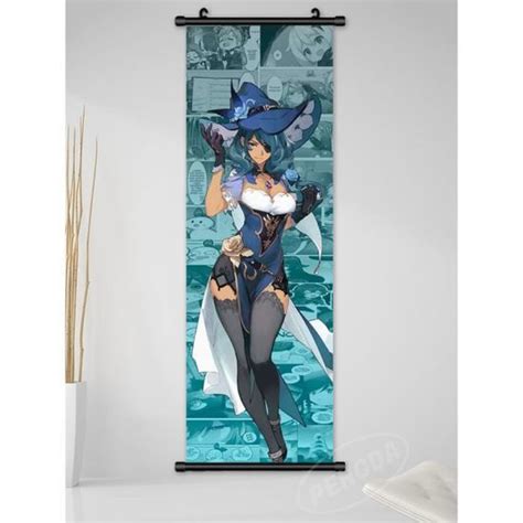 Kaki foncé 25x75cm Affiche en toile imprimée avec Genshin Impact