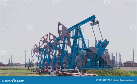 Oil and Gas Industry. Oil Pumps Pump Oil in the Field Stock Footage ...