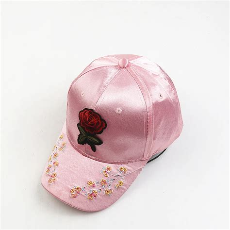 Fashion Womens Summer Baseball Hats Embroidered Rose Flower Printing