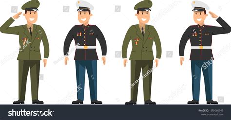 Set Military Offices Full Dress Vector Stock Vector (Royalty Free ...
