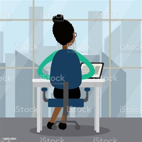 Femme Daffaires Afroaméricains Sur Lieu De Travail Au Bureau Vecteurs Libres De Droits Et Plus D