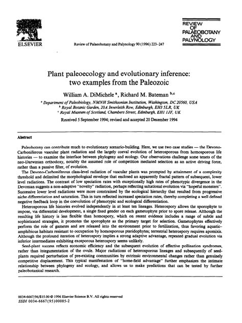 (PDF) Plant paleoecology and evolutionary inference: Two examples from ...