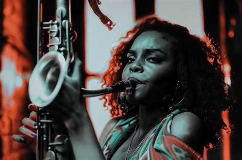 Cool Jazz Portrait Of A Young Black Female Jazz Musician Premium Ai