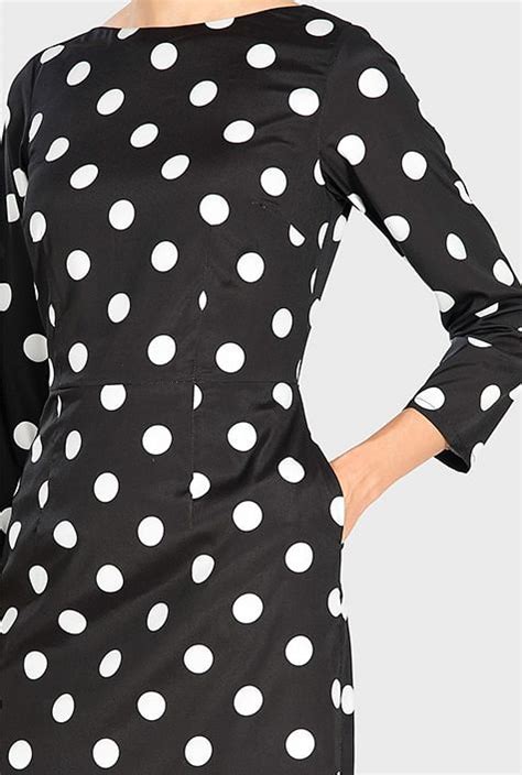 Shop Polka Dot Print Crepe Sheath Dress Eshakti