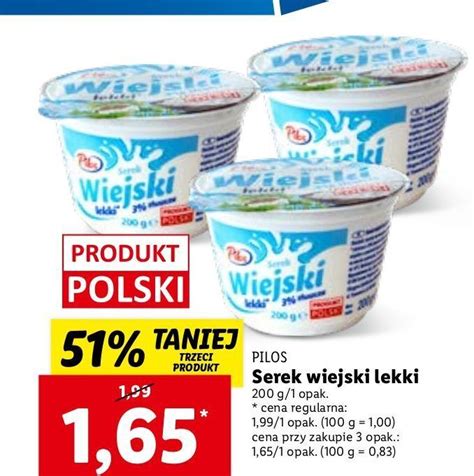 Promocja Serek Wiejski Lekki 3 Pilos W Lidl