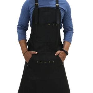 Distressed Multi Pocket Leather Apron Black Full Grain Etsy