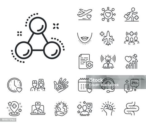 Chemistry Molecule Line Icon Laboratory Atom Sign Analysis Online Doctor Patient And Medicine