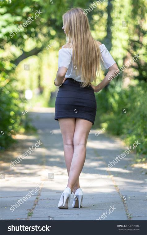 Very Sexy Blonde Girl Black Miniskirt Stock Photo 758781046 Shutterstock