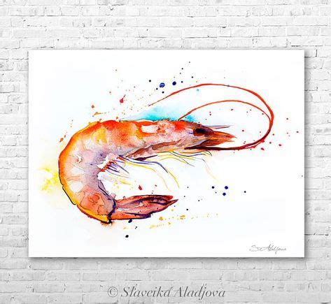 Crevettes Aquarelle Impression Par Slaveika Aladjova Art Animaux