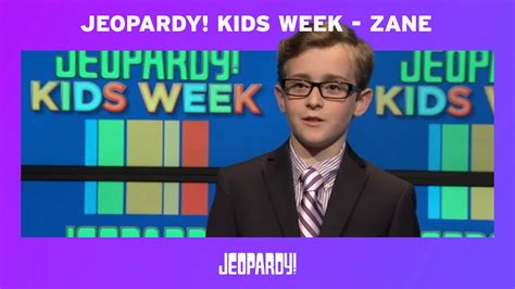 Jeopardy Kids Week Zane Youtube