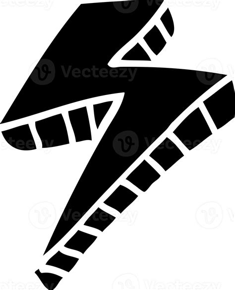 Line Drawing Cartoon Lightening Bolt Solid Black Icon 45457859 Png