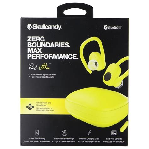 Sport Active Skullcandy Push Ultra True Wireless Earbuds Electric Yellow Waterproof 40hrs