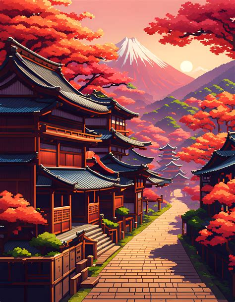 Japanese Village Pixel Art Ai Generated Artwork Nightcafe Creator