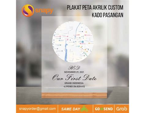 Plakat Akrilik Custom Peta Hadiah Pasangan