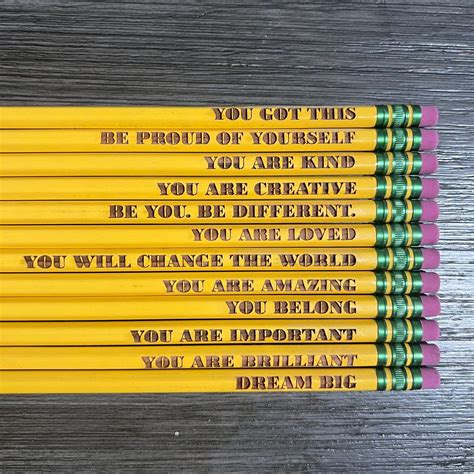 12 PACK Positive Words Of Affirmation Motivational Pencils Affirmation